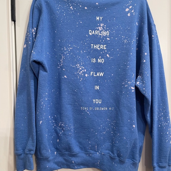 You are Loved crewneck Blue Splatter Sweatshirt L - Picture 2 of 5